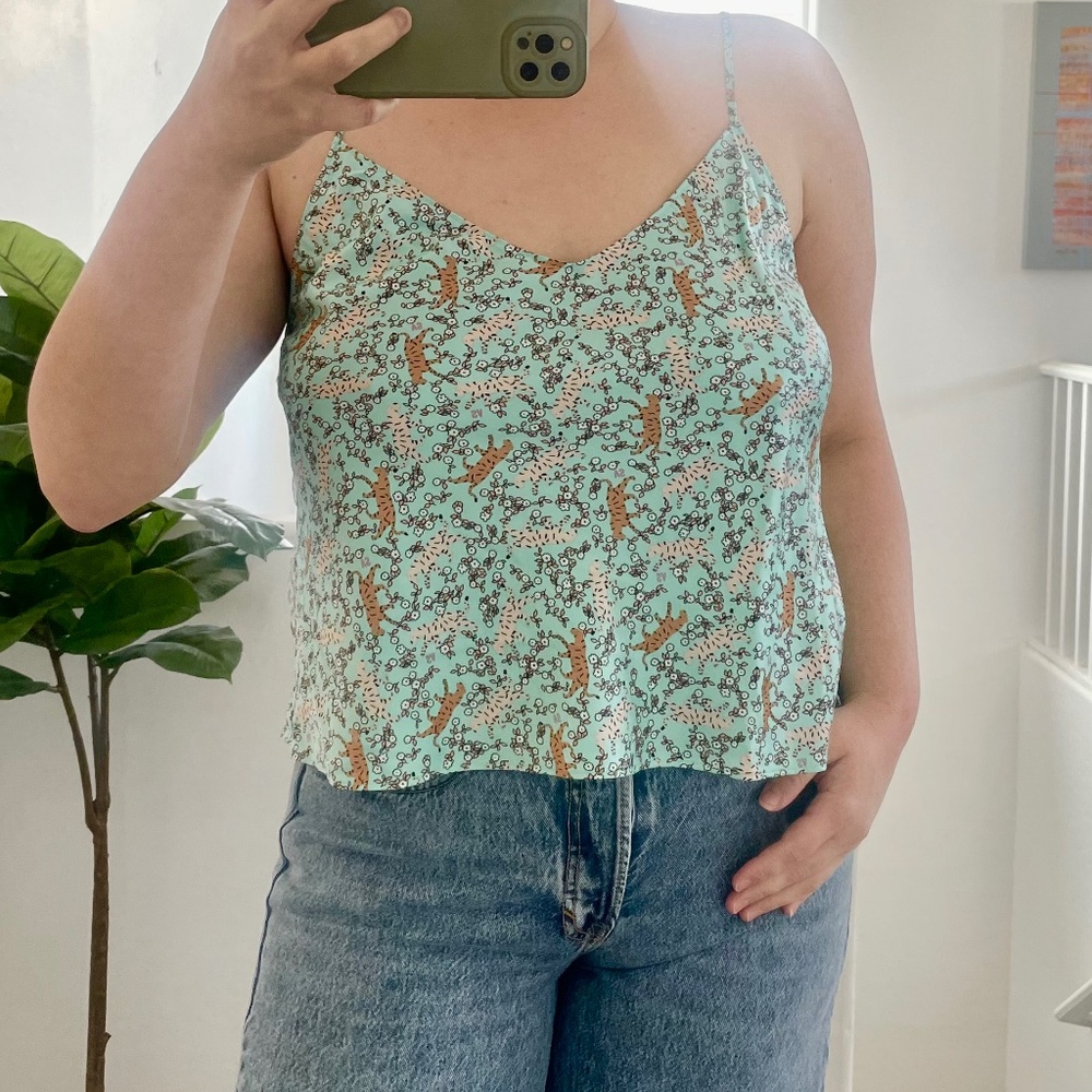 VS Floral Tiger Print Cat Sleep Lounge Pajama Blouse Artsy Classy Chic Tank Top